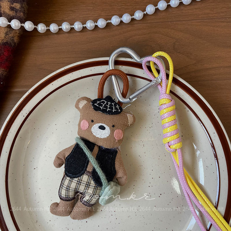 新款韩系复古穿搭小熊挂饰 手工玩偶钥匙扣 包包背包可爱公仔挂件萌系装扮小熊挂件：复古 / 芭蕾多款造型 软萌可爱日常包袋详情8