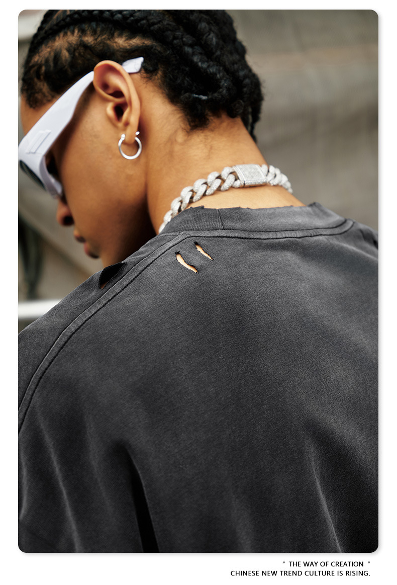 BE男装2025春夏新款纯棉水洗做旧t恤男街头潮牌巴家重磅短袖t恤男详情24