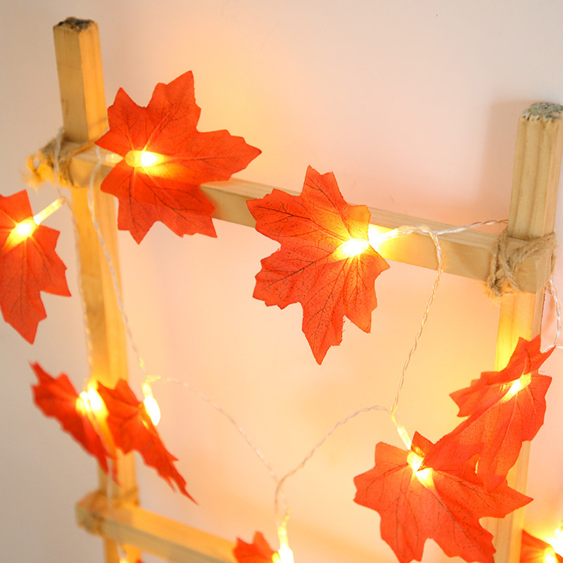 Cross-border led maple leaf color lights, flashing lights, string lights, starry sky, holiday Christmas room decoration, battery USB star lights pic 26