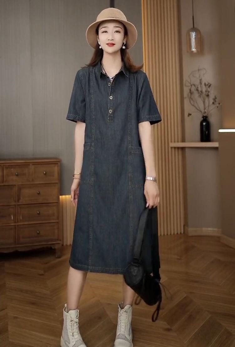 2024新款天丝牛仔连衣裙 夏季高端精致薄款大码女装 休闲妈妈裙子 时尚舒适女士裙装详情8