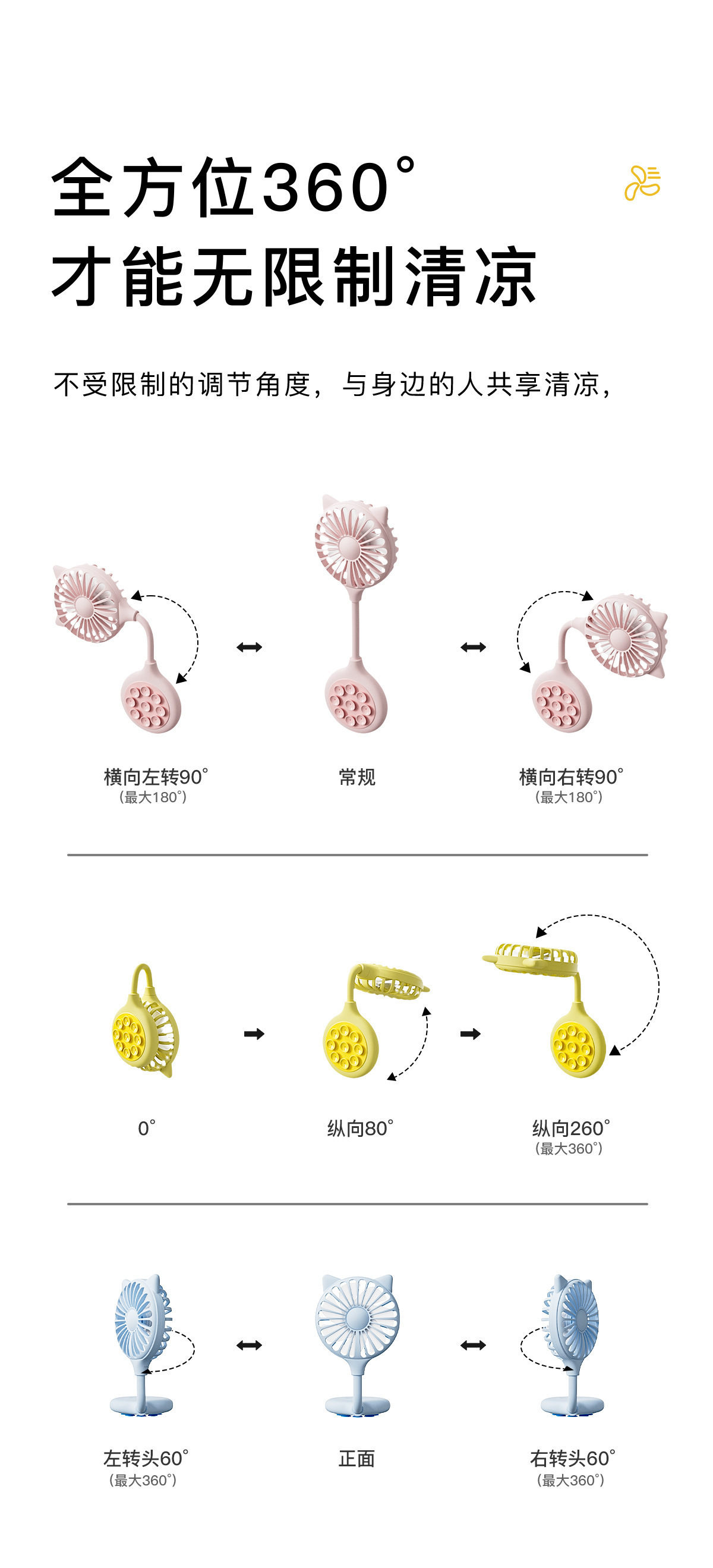 跨境电商爆款USB家用户外迷你猫耳小风扇吸盘随身便携式礼品批发详情6