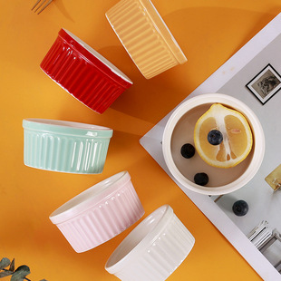 空气炸锅专用陶瓷舒芙蕾烤碗蒸蛋碗简约圆形白色家用布丁甜品碗详情5