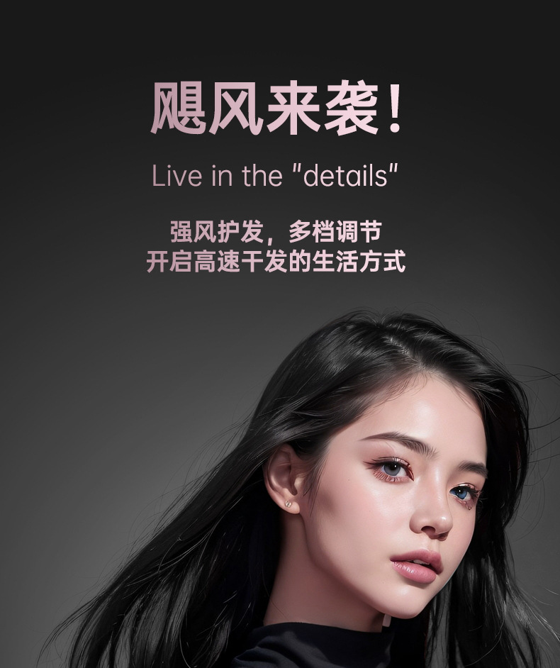 电吹风机家用蓝光冷热风大功率宿舍学生发型师专用跨境电商吹风筒详情6