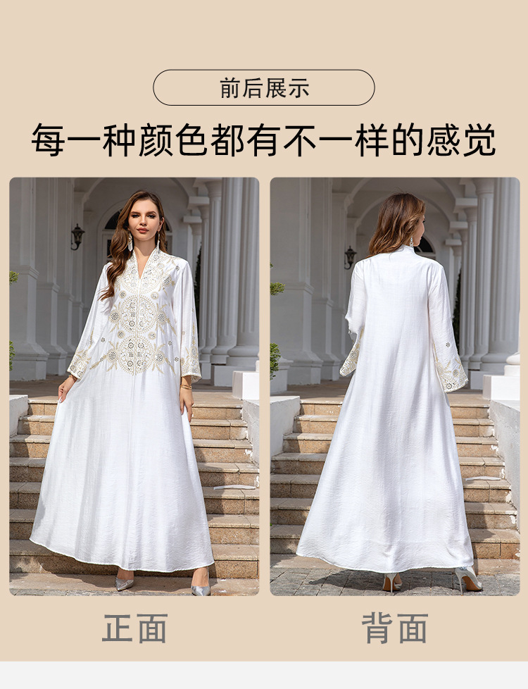 En stock europa y américa crossover musulmán mujer robe Medio Oriente dubai vestido abaya bordado robe grande vestido de noche pic 7