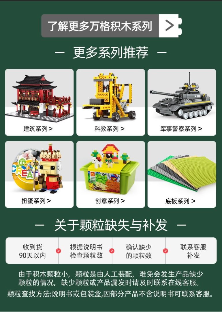 万格积木7212中国古建筑江西滕王阁小颗粒拼装礼物儿童男女孩玩具详情13