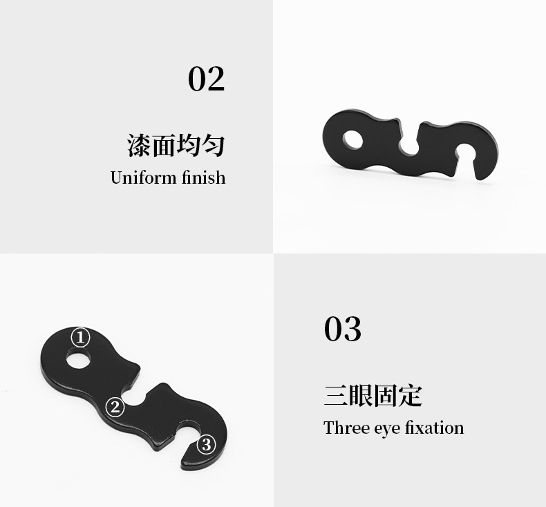 Outdoor camping aluminum alloy umbrella rope buckle tent pull rope accessories S-shaped wind rope buckle three-hole opening rope buckle small size pic 11
