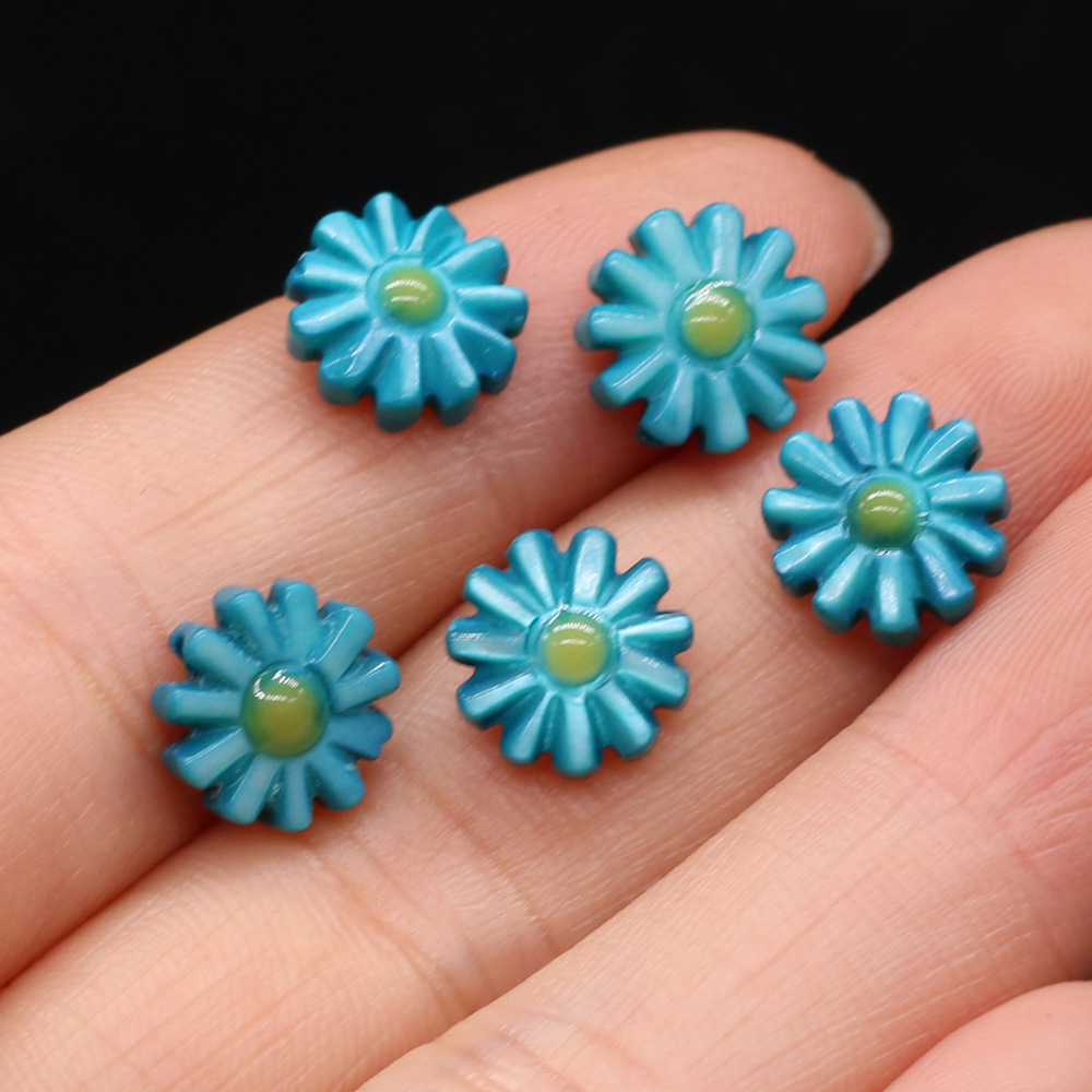 DIY jewelry accessories, natural shell hand-carved sunflowers, multi-color through-hole hairpins, earrings and pendants wholesale pic 36