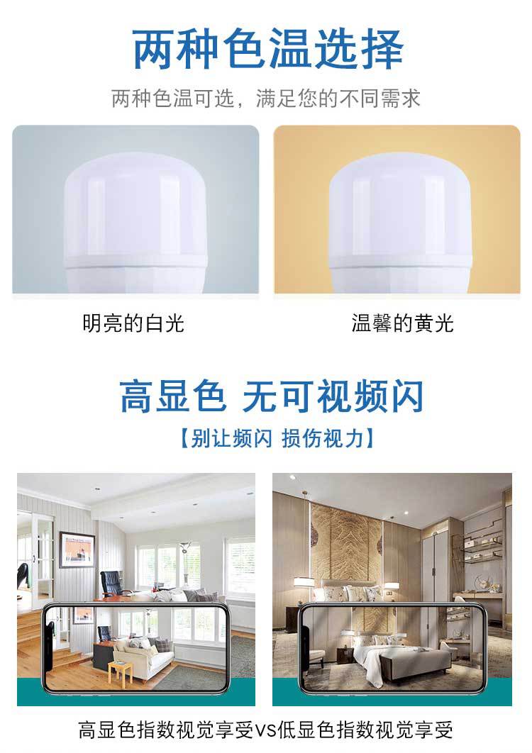 LED bulb three-proof high-Fushuai bayonet B22 energy-saving bulb, warehouse supermarket, commercial and household waterproof plastic bulb pic 12