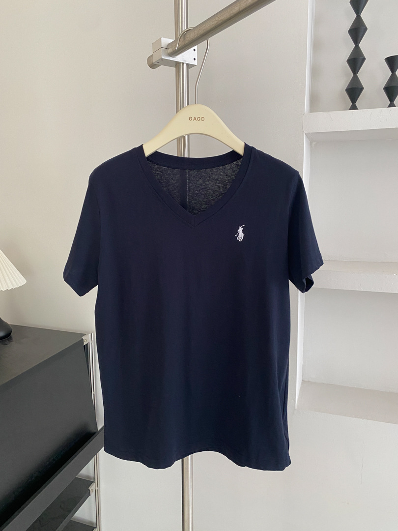 GAGD Korean-style V-neck embroidered short-sleeved T-shirt for women, a cool summer snowflake cotton loose casual top T-shirt pic 26