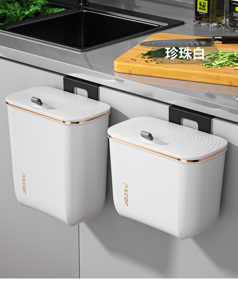 壁挂式垃圾桶卫生间厨房家用厕所客厅带盖专用筒有盖夹缝厨余翻盖详情16