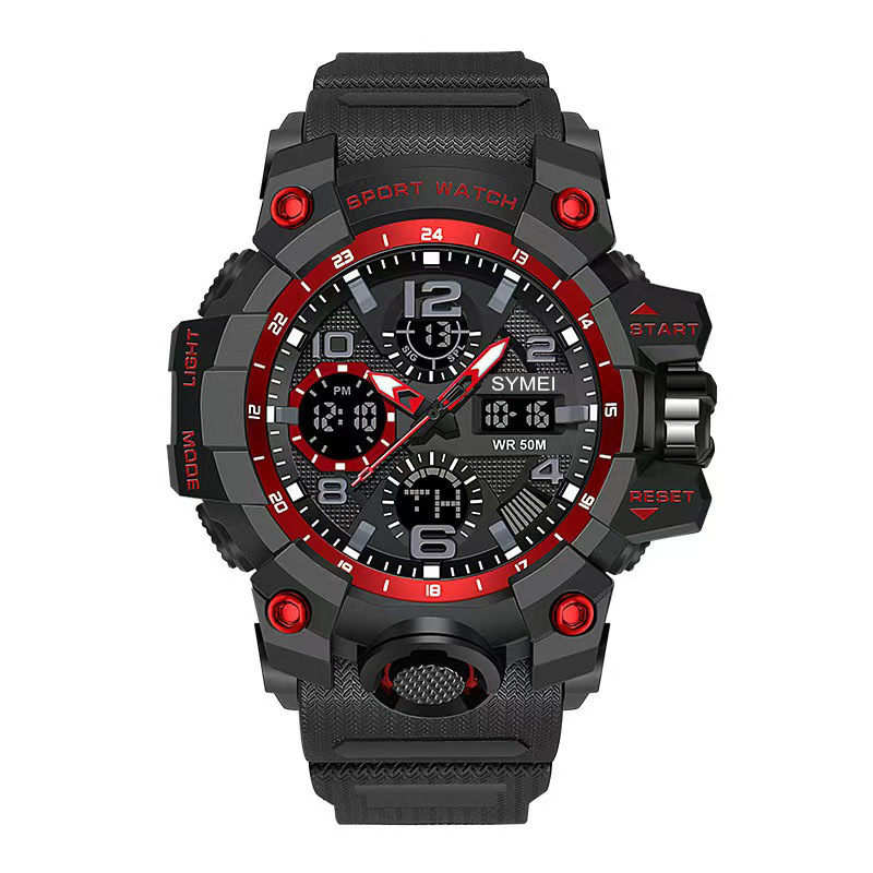 New male student watch with luminous waterproof dual display movement, outdoor chronograph sports fashion trend watch pic 7