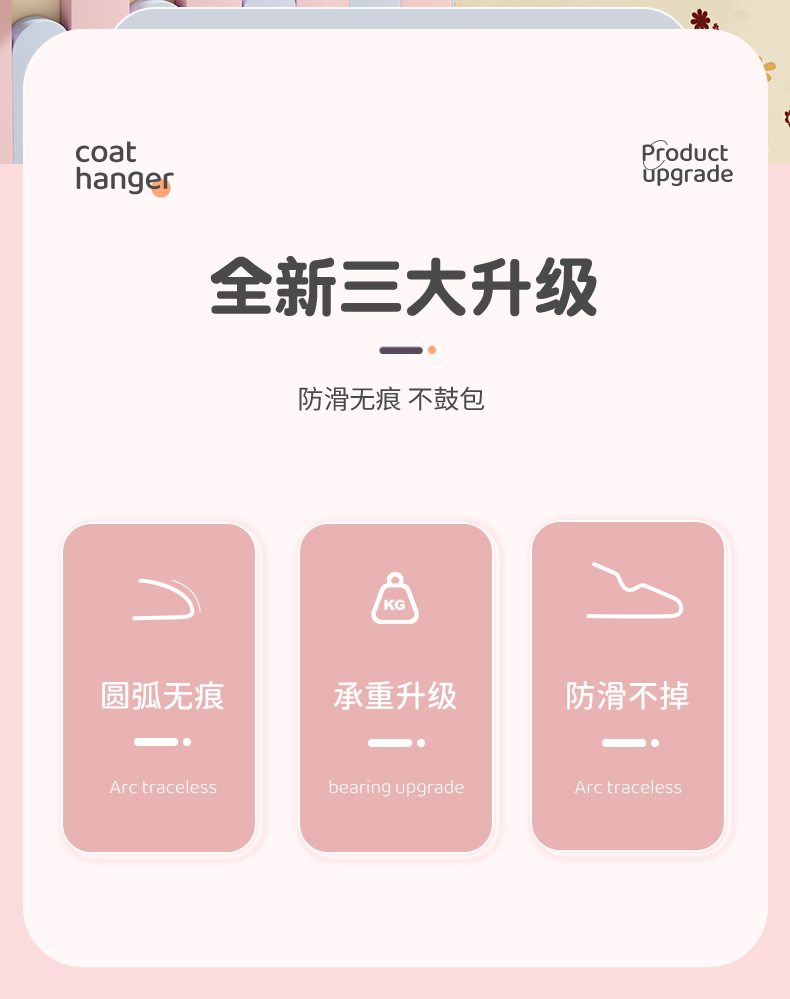 防滑加粗浸塑衣架家用儿童成人晾衣撑无痕衣挂衣服架日用百货衣架详情2