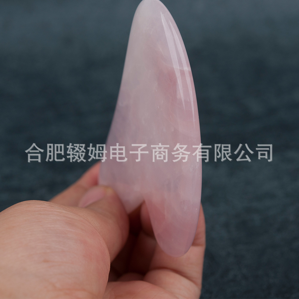 粉晶刮痧板心形刮痧按摩器美容面部脸部天然玉石手指粉水晶刮痧片详情20