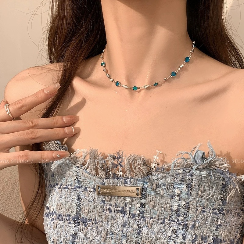 2025小清新夏日清凉双层蝴蝶项链配饰奢小众辣妹choker锁骨链颈链详情6