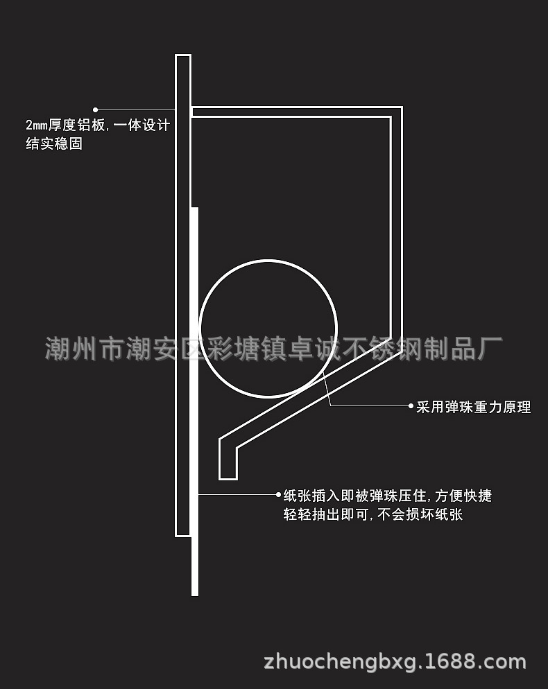 加厚铝合金夹单器外卖订单夹方便取单器滚珠抽单夹防风长度支持改详情9