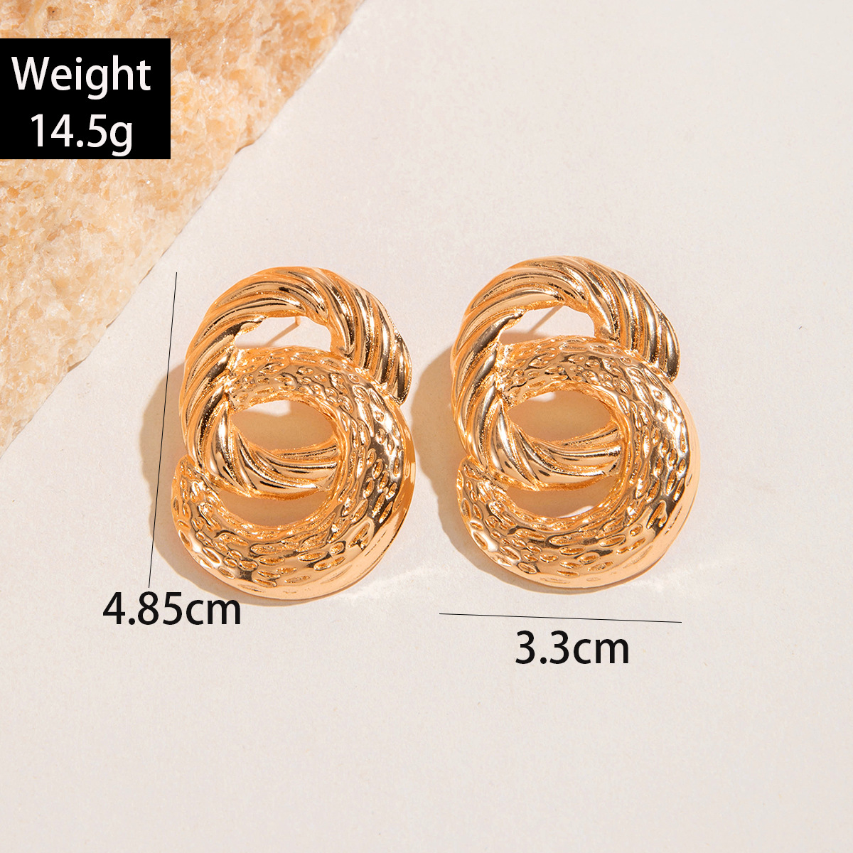 欧美跨境金色八字麻花大水滴铁质耳环设计感几何方形扭纹耳坠耳饰详情13