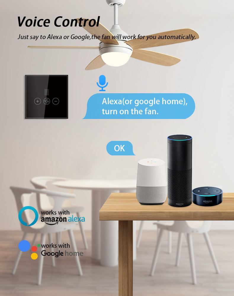Tuya smart switch, European standard smart switch, European standard fan switch, WIFI fan switch pic 4
