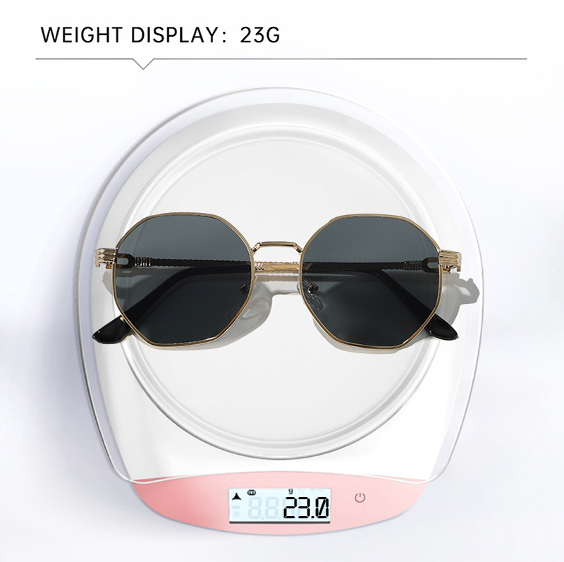 气质金属墨镜女新款复古方形高级感男太阳眼镜茶色显瘦圆脸太阳镜详情15