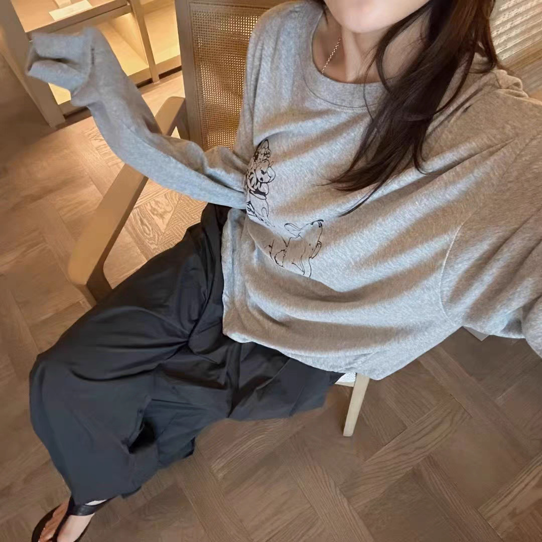 In stock 2025 summer new style, Dongdaemun, South Korea, round-neck super cute cartoon print sun protection long-sleeved T-shirt top for women pic 36