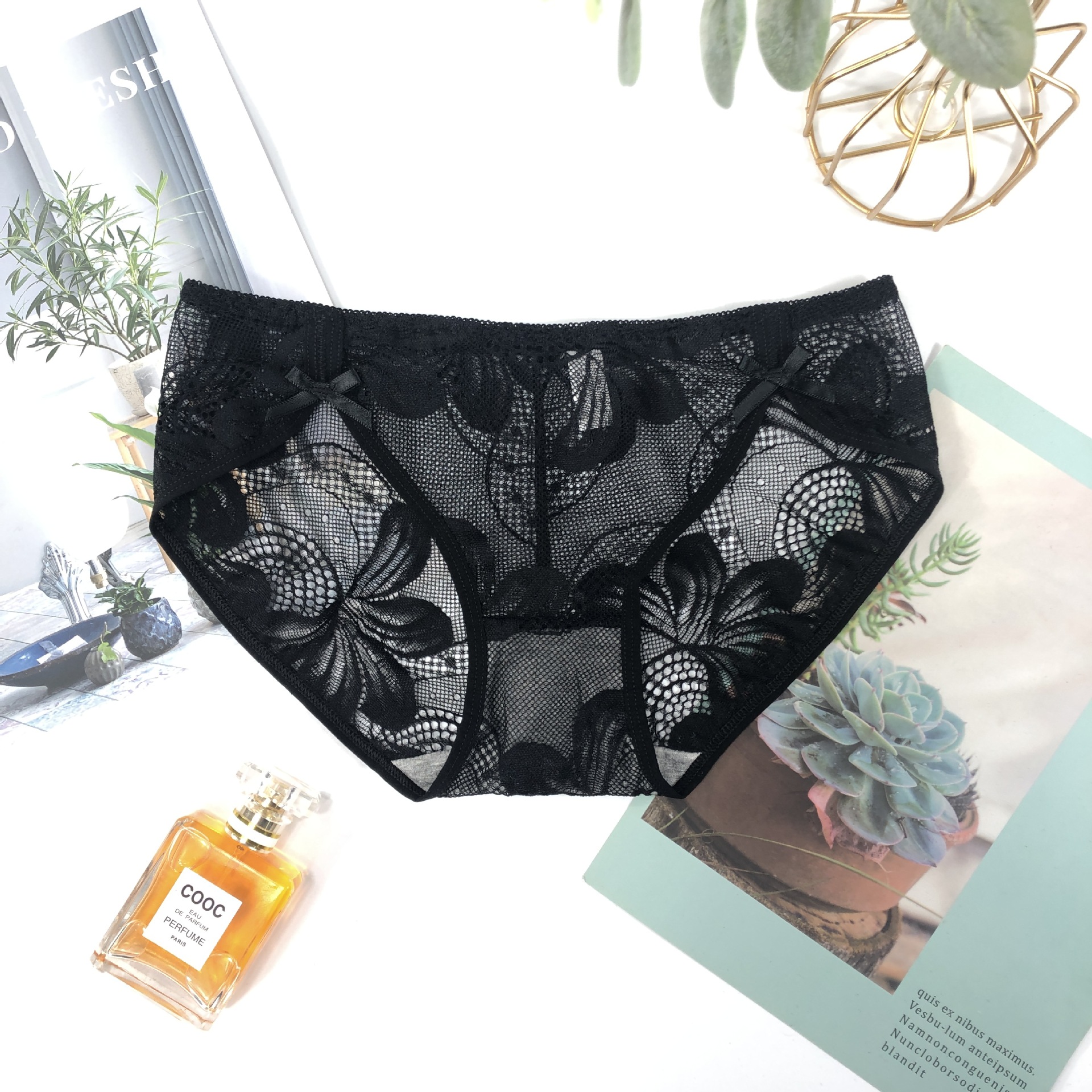Bestseller French lace underwear for women, T-shaped Japanese girlish style, elegant double bow, highly elastic and breathable 009# pic 9