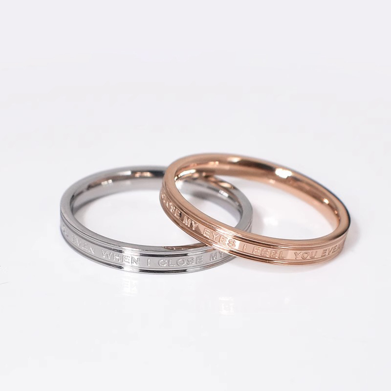 Simple English letter ring, fashionable and light luxury titanium steel index finger ring, non-fading ring, high-end and cold style pic 3