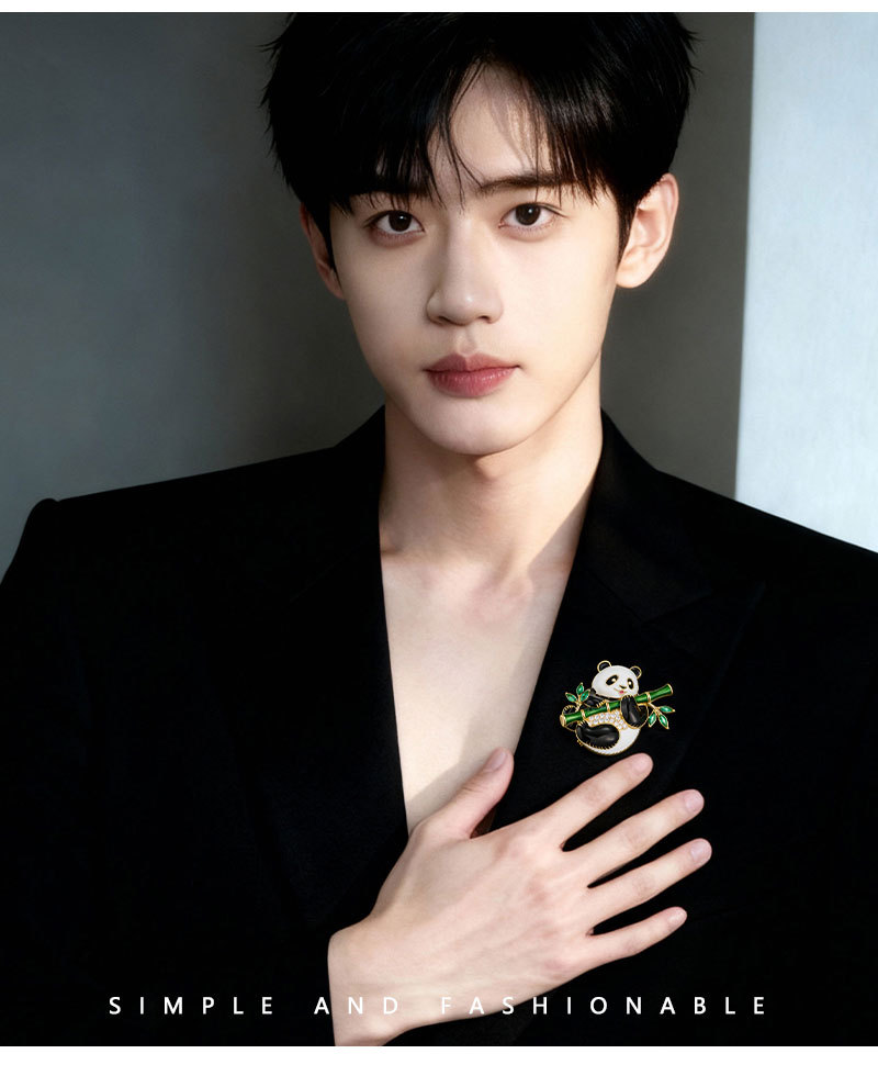 Cute and adorable bestseller Panda Holding bamboo brooch, copper micro-inlaid zircon enamel oil drip high-end fashion pin brooch pic 14