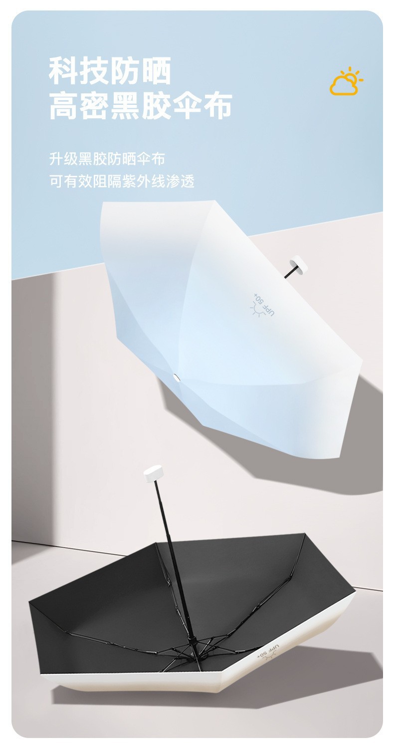 六折迷你黑胶渐变防晒伞手环批发小巧便携晴雨伞广告伞折叠遮阳伞详情4