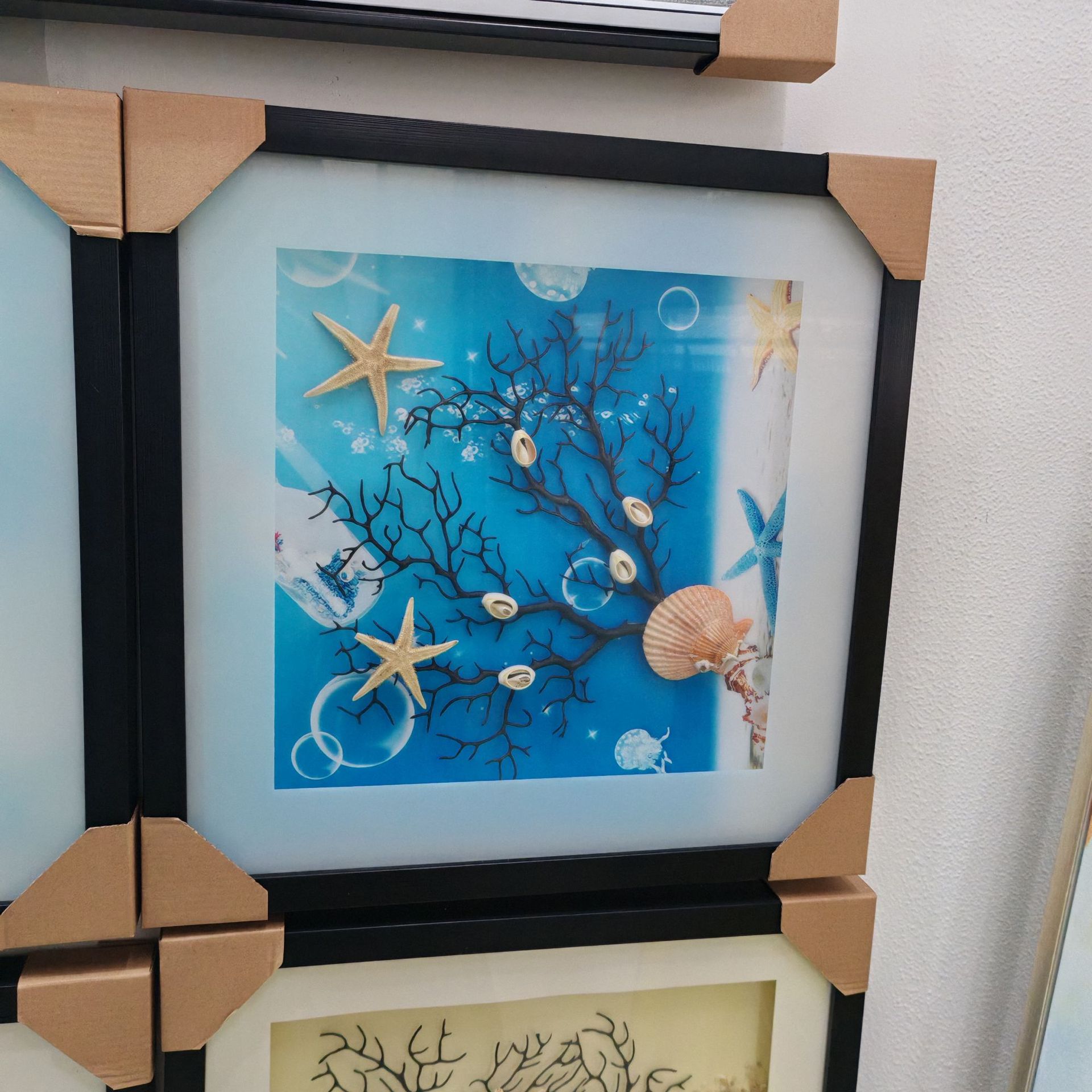 蓝色海洋系列装饰画海树贝壳干花手工贴画地中海风格 尺寸42*42详情4