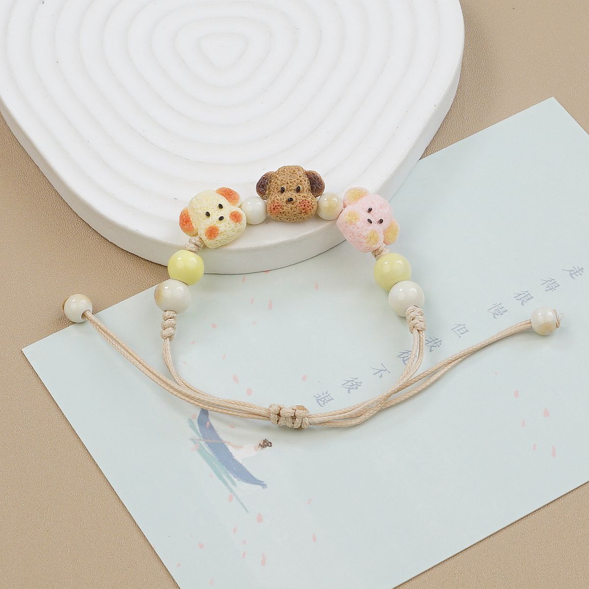 Jingdezhen ceramic bracelets, cartoon with texture, Teddy dog handcrafted ornaments, bracelets, student gifts, and street vending accessories pic 13