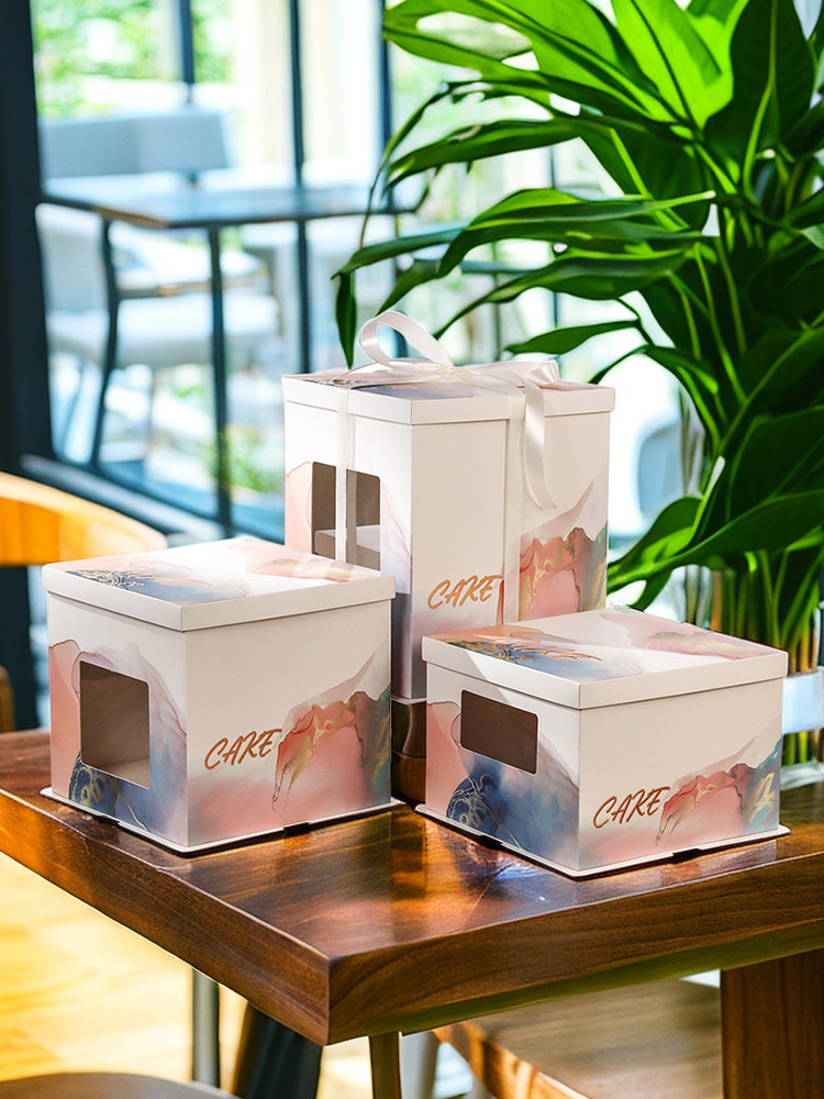 Factory direct supply of birthday cake boxes, 6, 8, 10, 12 inch single and double high-layer baking paper box packaging boxes wholesale pic 3