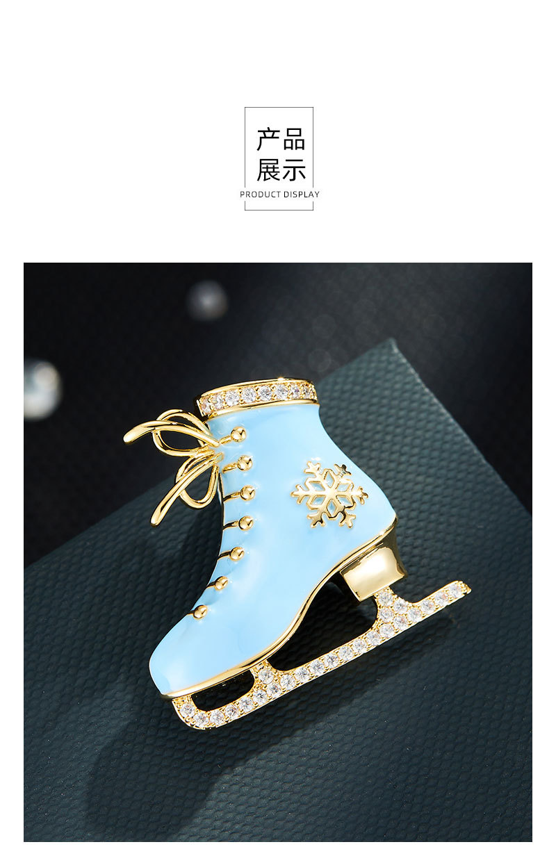 Romantic and fresh blue enamel ice skates brooch, fashionable, light luxury and elegant clothing accessories, exquisite and best-selling brooch pic 11
