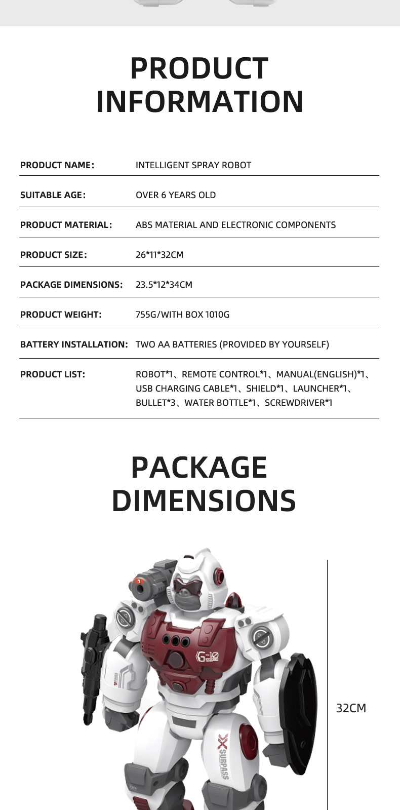 Remote-controlled programmed robot, missile shooting, spray sensing, gesture singing, dancing, storytelling, smart early education toy pic 15