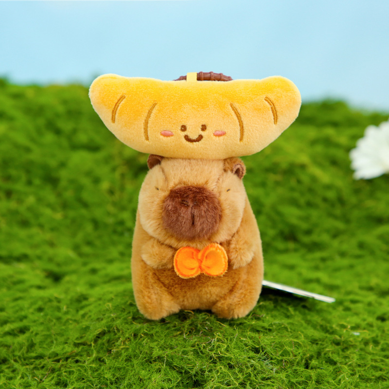 正版卡皮巴拉公仔可爱拉线水豚啪啪圈毛绒玩具挂件美拉德鼻涕玩偶详情9