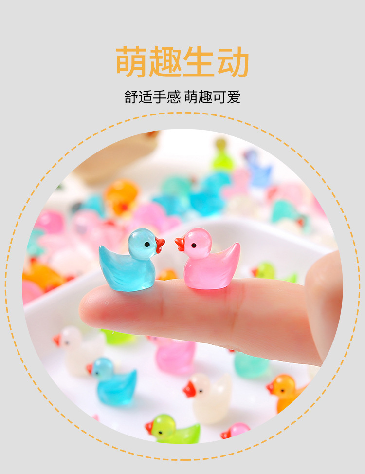 Mini glow-in-the-dark duck toy desktop car decoration miniature animal trinkets diy handmade resin pic 8