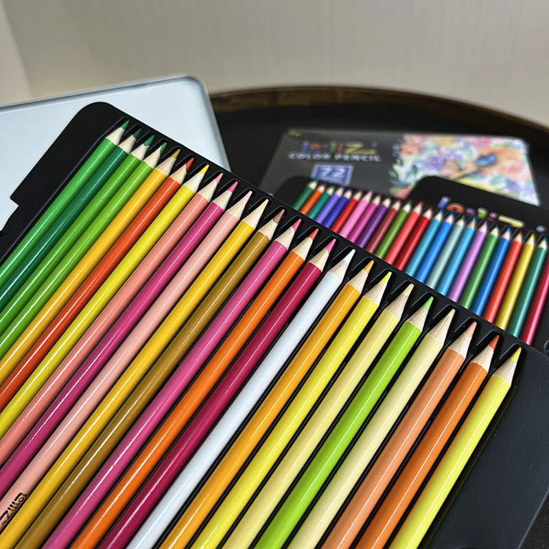 跨境外贸素描油性彩铅绘画美术彩色铅笔50/72色铁盒装画笔彩笔套详情15