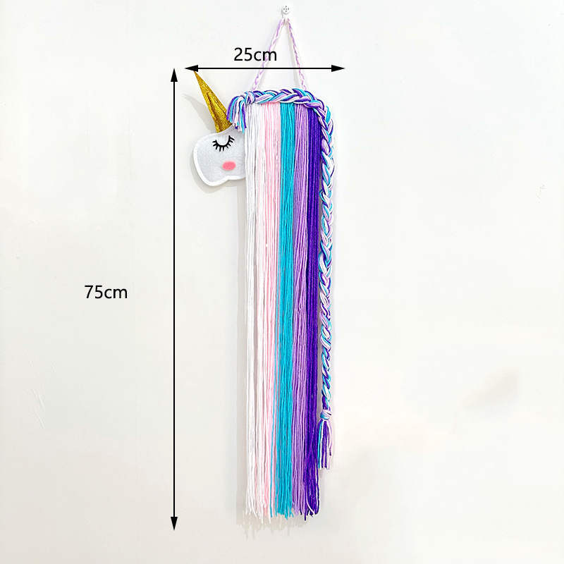 ins独角兽儿童发夹发饰收纳带整理架壁挂毛毡动物头儿童房间挂饰详情2
