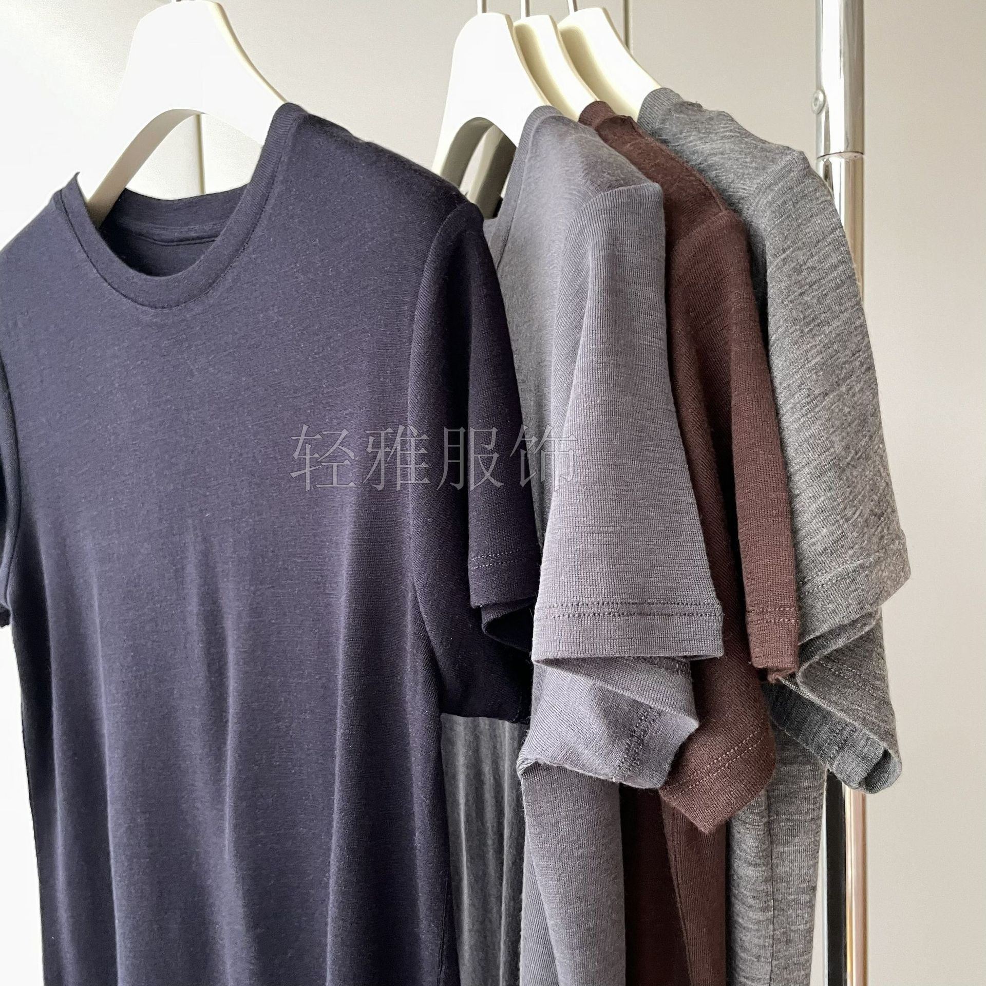 Sweat-wicking and breathable 100 pieces of Australian Merino wool! Round-neck, light, comfortable, slimming, versatile short-sleeved T-shirt for women pic 20