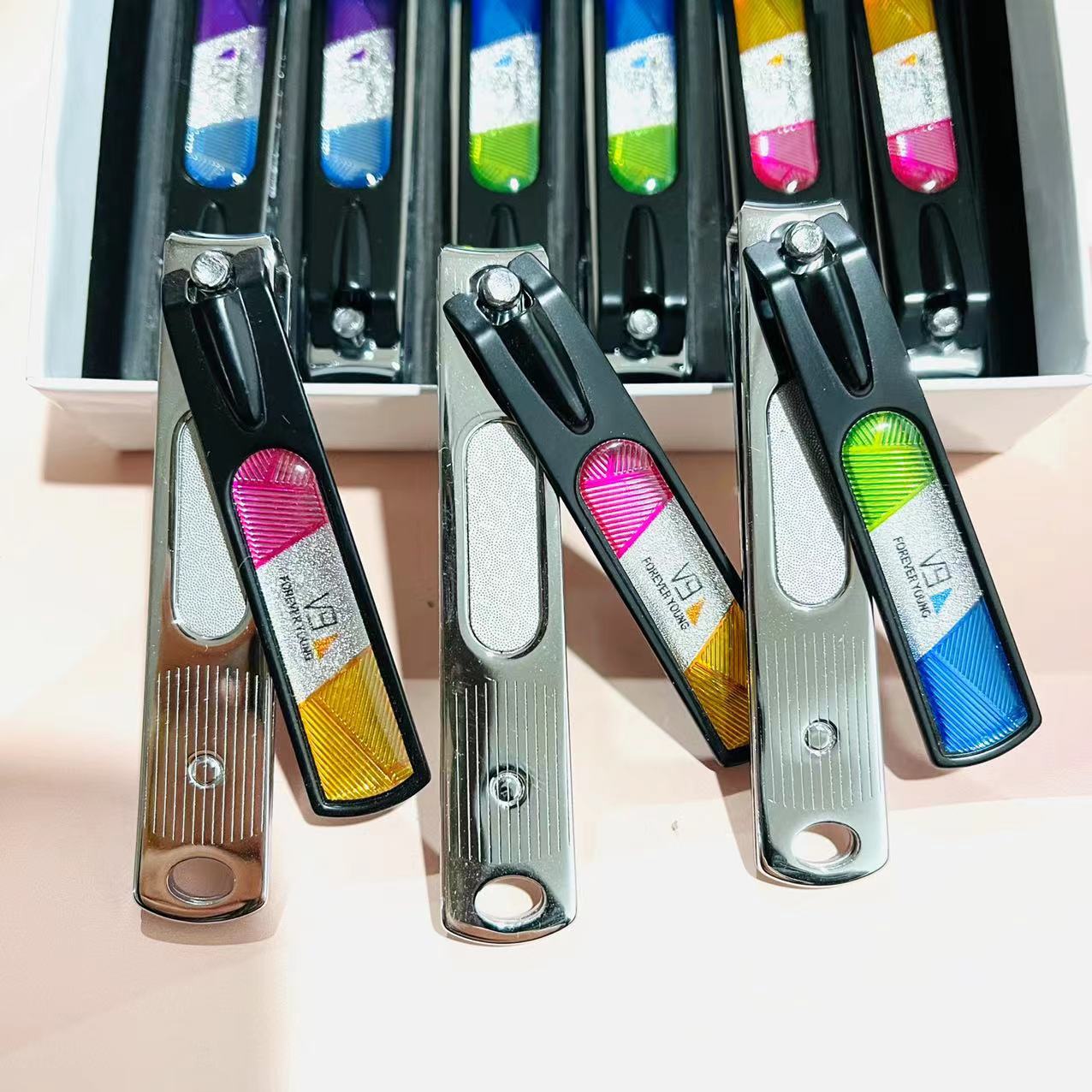 【 Office 】VT803D nail clippers 12 per box, 600 per piece. VT803D box-set flat nail clippers with file trimming knives, adult home flat nail clippers for nail care, 2 yuan pic 2