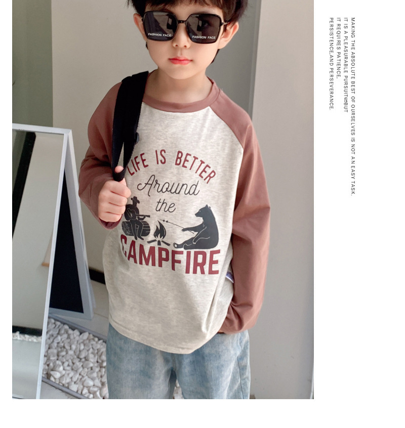 Niño polainas de manga larga manga raglan tops niños sueltos camiseta de algodón para hombres manga de patchwork para niños korean version t-shirt pic 5