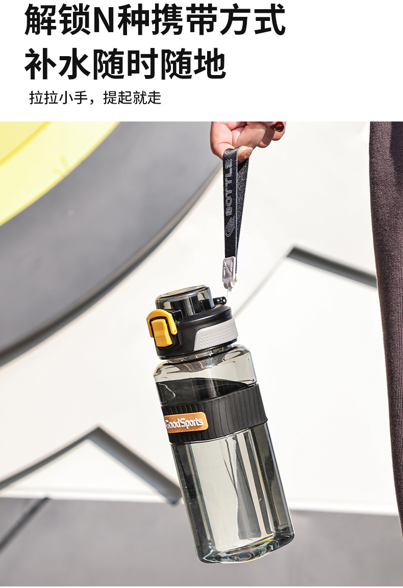 便携式方形透明塑料杯 简约设计一键弹盖直饮杯 大容量适合中学生户外运动水杯 防漏便捷塑料杯详情9