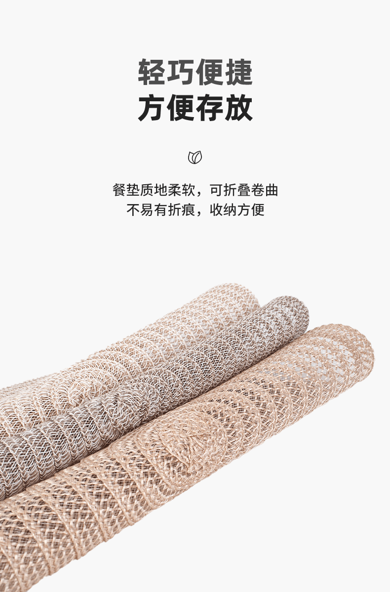 时尚家具隔热餐垫 防烫锅垫防滑涤棉编织纯色杯垫餐具垫PP西餐垫详情6