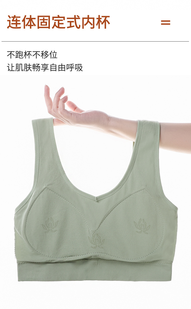 中老年妈妈红色内衣大码美背背心女聚拢无钢圈胸罩大胸显小无痕透详情5