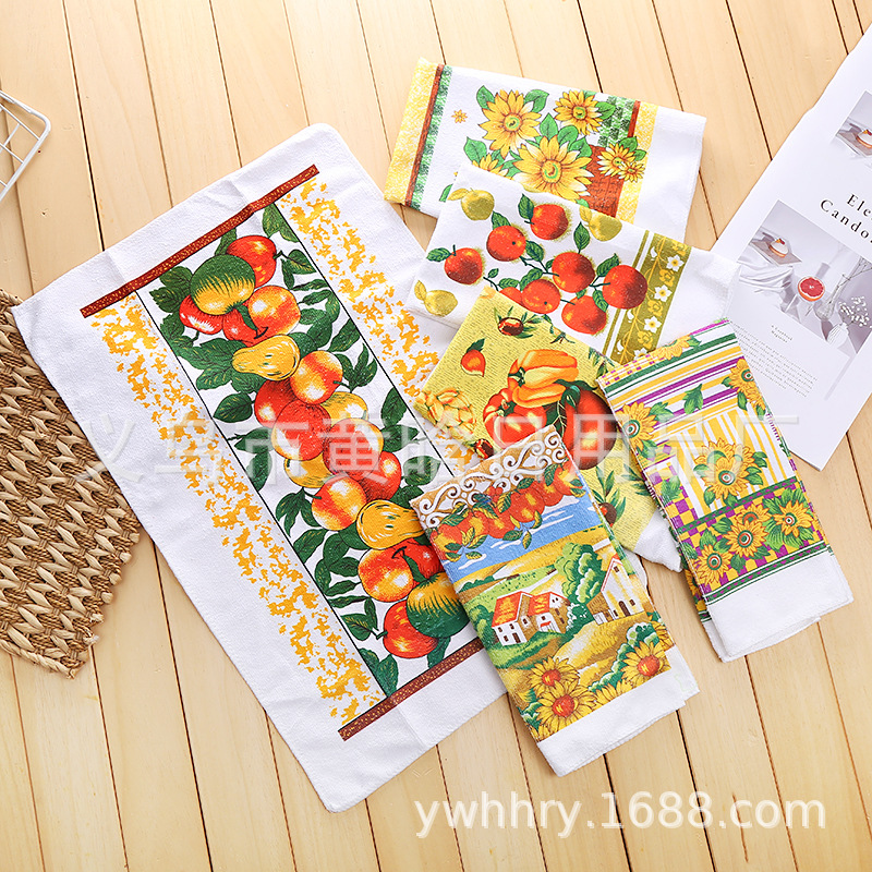 【 Chi Jia 】 Printed microfiber tea towels, rags, digital printed enlarged and thickened towels, dishcloths for kitchen use pic 1