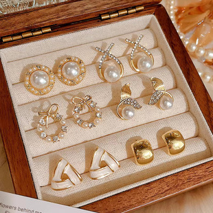 高级感珍珠耳夹无耳洞三角耳夹复古流苏耳环气质耳饰外贸饰品批发详情14