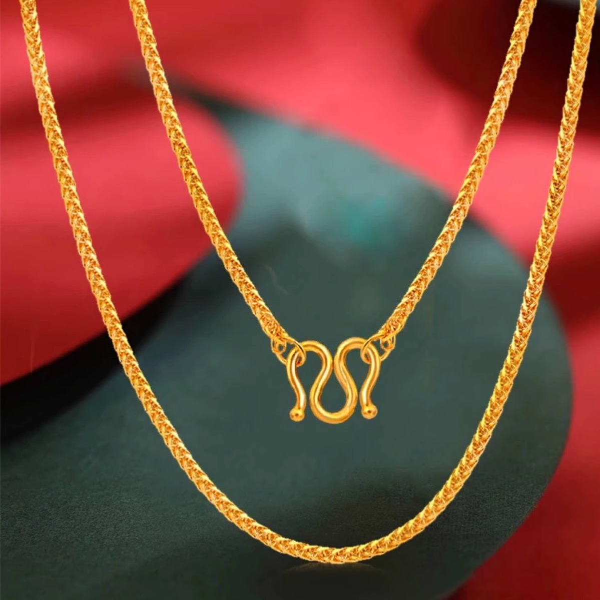 Take a bath without removing titanium steel color-preserving Chopin chain box spacer bead chain necklace M buckle round snake chain Sunflower chain pic 1