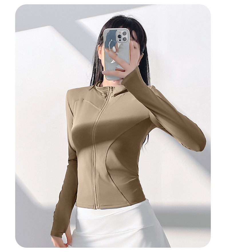 聚衣堂防晒瑜伽服裸感户外紧身透气运动健身外套上衣女详情21