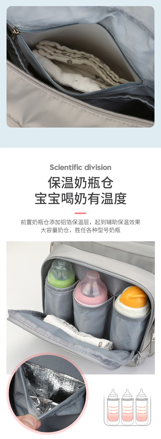 工厂直发妈咪包跨境新款轻便自带隔尿垫双肩包防泼水大容量宝妈外详情6