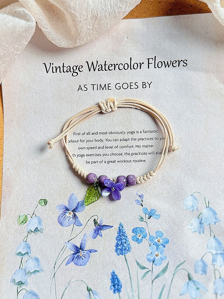 Wholesale of Jingdezhen ceramic bracelets for girls, hand-woven new Chinese-style ancient flower artistic student gift bracelets pic 8