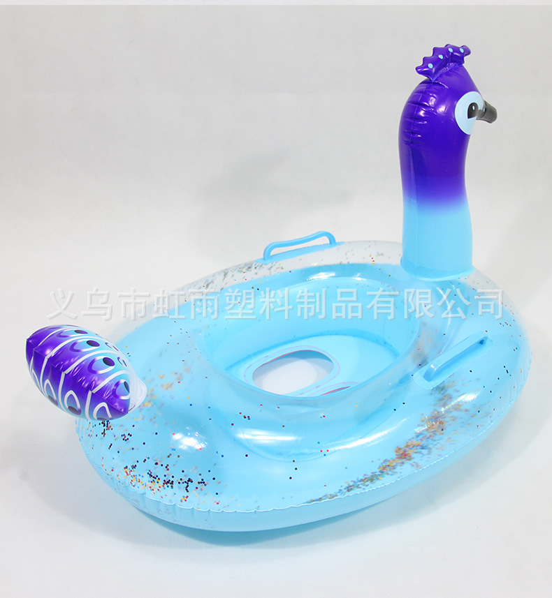 亮片孔雀艇水上充气儿童玩具座圈带翅膀防侧翻游泳圈婴儿坐圈批发详情6