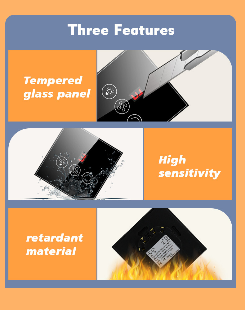 Tuya smart switch, European standard smart switch, WIFI fan light switch, digital display smart switch pic 11